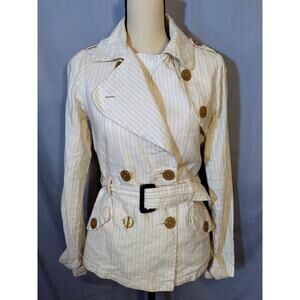 Joe's Off-white Striped Trench Style Jacket